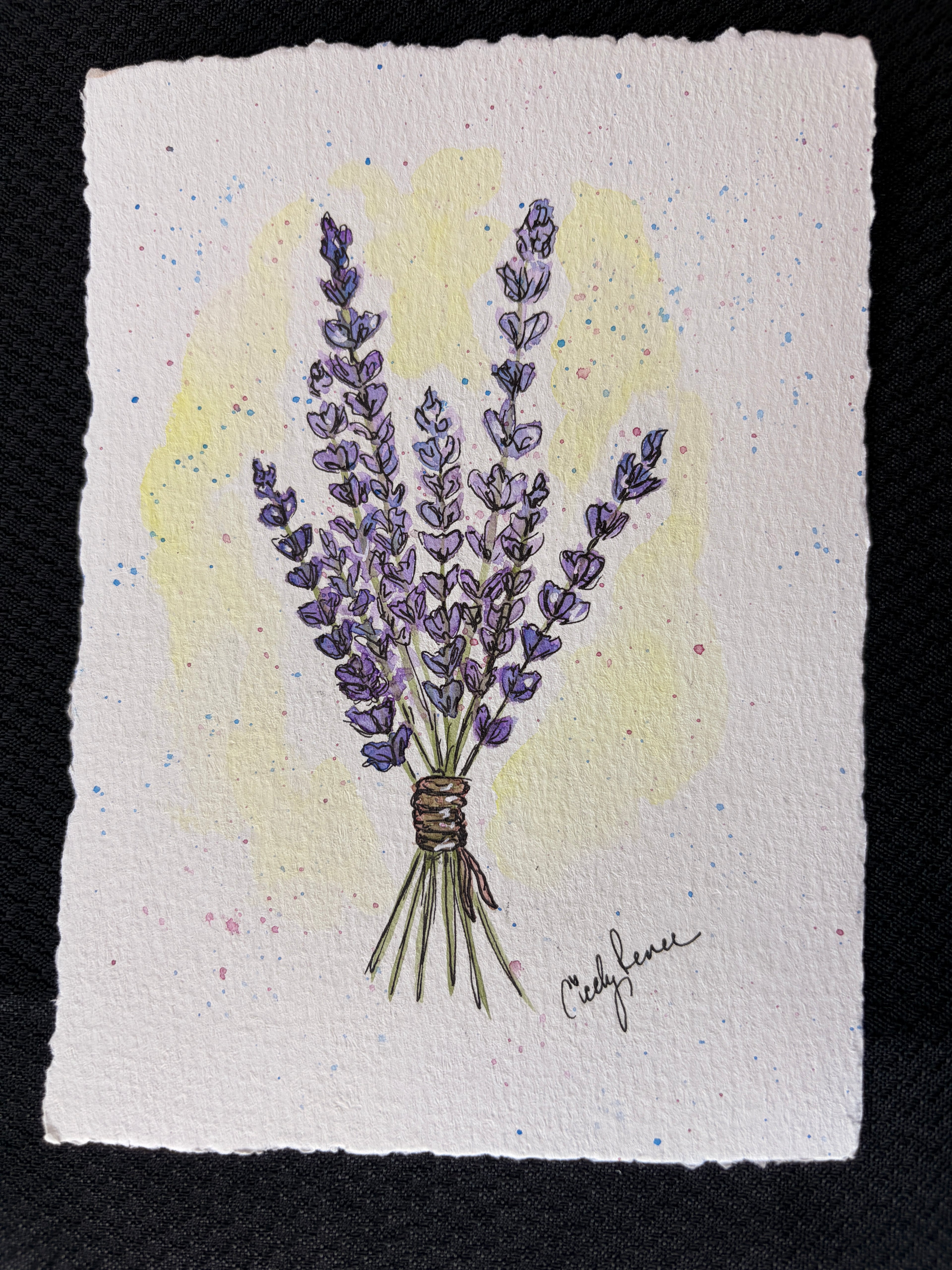 Original Lavender Bouquet Watercolor Painting | Hand-Painted Floral Art | Cottagecore Botanical Wall Decor | Original Ink & Watercolor Artwork