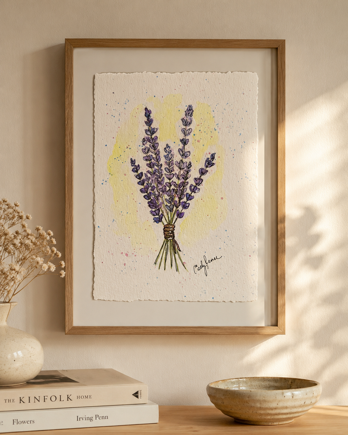 Original Lavender Bouquet Watercolor Painting | Hand-Painted Floral Art | Cottagecore Botanical Wall Decor | Original Ink & Watercolor Artwork